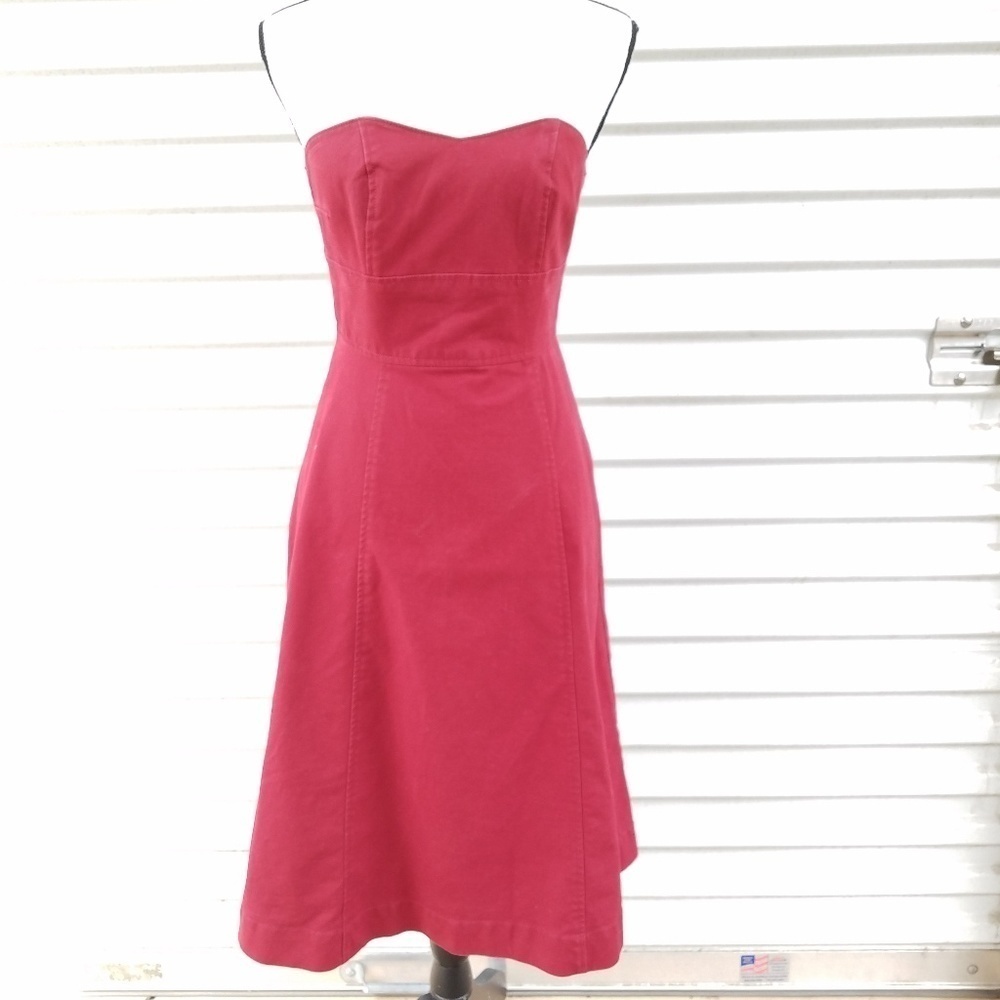 ❤Isaac mizrahi target burgundy strapless dress 4